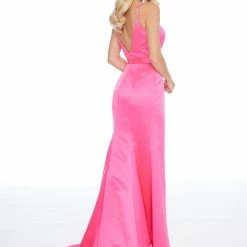 Ashleylauren Ashley Lauren 1581 V Neckline Ruffle Waist Satin Prom Dress 23 Ashleylauren Ashley Lauren 1581 V Neckline Ruffle Waist Satin Prom Dress