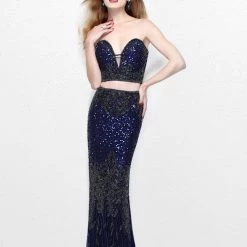 In Stock Primavera Couture 1595 Size 12 Two Piece Beaded Sequin Prom Dress Formal Evening Gown