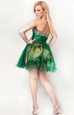 In Stock Nina Canacci 15999 Size 10 Short Fit & Flare Animal Print Green Homecoming Dress