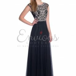 In Stock Envious Couture 16050 Size 6 High Neck A Line Backless Formal Dress Cap Sleeve