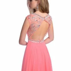 In Stock Envious Couture 16050 Size 6 High Neck A Line Backless Formal Dress Cap Sleeve