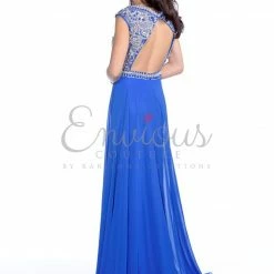 In Stock Envious Couture 16050 Royal Blue Size 00, 2, 6 Prom Dress Evening Gown Cap Sleeve Ballgown Dresses