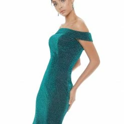 In Stock Mermaid Dresses Ashley Lauren 1606 Size 10 Long Metallic Mermaid Prom Dress Of The Shoulder Pageant Gown