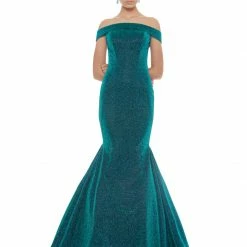 In Stock Ashley Lauren 1606 Size 2 Long Metallic Mermaid Prom Dress Of The Shoulder Pageant Gown Mermaid Dresses