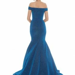 In Stock Ashley Lauren 1606 Size 2 Long Metallic Mermaid Prom Dress Of The Shoulder Pageant Gown Mermaid Dresses