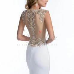 In Stock Mermaid Dresses Envious Couture 16072 Size 0 Aqua/Gold Prom Dress Pageant Gown Long Stretch Fitted Gown