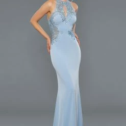 Stella Couture 16084 Long Fitted Sheer Lace Cutout Formal Dress Prom Gown