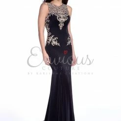 In Stock Envious Couture 16093 Size 4 Black Prom Dress Pageant Gown