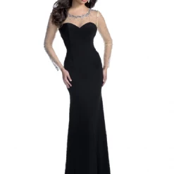 In Stock Backless Dresses Envious Couture 16114 Prom Dress In Black Size 00 Sheer Long Sleeves Long Formal