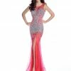 In Stock Envious Couture 16134 Navy Size 8 Sheer Crystal Prom Dress Slit Pageant Backless Dresses