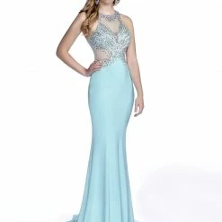 In Stock CLEARANCE Envious Couture 16135 Size 00 Prom Dress Pageant Gown Long Sheer Jersey