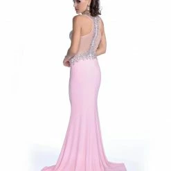 In Stock Envious Couture 16135 Pink Size 0, 10 Pink Prom Dress Pageant Gown Stretch Jersey Sheer Long Dress CLEARANCE