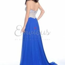 In Stock CLEARANCE Envious Couture 16137 Size 4 Black Embellished Bodice Flowy Prom Dress Evening Gown