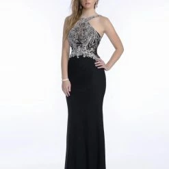 In Stock Envious Couture 16179 Size 4 Lace Haler Formal Evening Dress Backless Sheer Jersey Gown