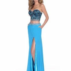 In Stock Corset Dresses Envious Couture 16199 Turquoise Size 0 Prom Dress Pageant Gown