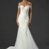 In Stock Mermaid Dresses Stella Couture 22509 Size 4 Bridal Off The Shoulder Mermaid Wedding Dress Shimmer Lace
