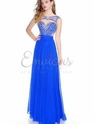In Stock CLEARANCE Envious Couture 16224 Chiffon Prom Dress In Royal Blue Size 2 Formal Evening Gown