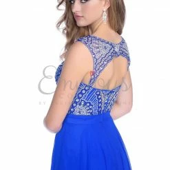In Stock CLEARANCE Envious Couture 16224 Chiffon Prom Dress In Royal Blue Size 2 Formal Evening Gown