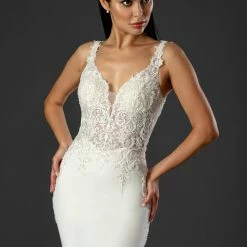 In Stock Stella Couture 21073 Size 8 Long Sheer V Neck Lace Wedding Dress Reception Gown Train 8 In Stock Stella Couture 21073 Size 8 Long Sheer V Neck Lace Wedding Dress Reception Gown Train