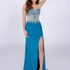 In Stock CLEARANCE Envious Couture 16244 Size 8 Prom Dress Pageant Gown Sheer Strapless Slit