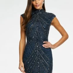 Ashleylauren Ashley Lauren 1624 High Neckline Beaded Fitted Prom Dress Sequins Evening Gown Sequin Dresses