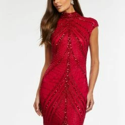 Ashleylauren Ashley Lauren 1624 High Neckline Beaded Fitted Prom Dress Sequins Evening Gown Sequin Dresses