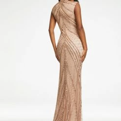 Ashleylauren Ashley Lauren 1624 High Neckline Beaded Fitted Prom Dress Sequins Evening Gown Sequin Dresses