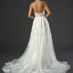In Stock Stella Couture 21082 Size 16 Long A Line Off White Lace V Neck Prom Wedding Dress Ballgown Dresses