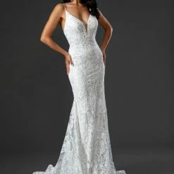 Stella Couture 21040 Long Fitted Mermaid Sequin Lace Formal Dress Bridal Gown Sequin Dresses