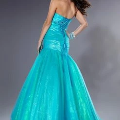 In Stock Mermaid Dresses Tiffany 16630 Size 14 Turquoise Shimmer Mermaid Prom Dress Pageant Corset Gown