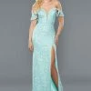 In Stock Stella Couture 22032 Size 2 Blue Long Fitted Off The Shoulder Formal Dress Sequin Slit Prom Gown Corset Dresses