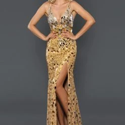 Stella Couture 22051 Long Cut Glass Backless Prom Dress Formal Pageant Gown Backless Dresses