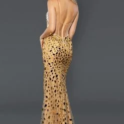 Stella Couture 22051 Long Cut Glass Backless Prom Dress Formal Pageant Gown Backless Dresses