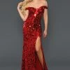 In Stock Stella Couture 22050 Size 6 Red Long Off The Shoulder Cut Glass Prom Dress Pageant Gown