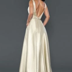 Ballgown Dresses Stella Couture 19120 A Line Shimmer Prom Dress Pockets V Neckline Formal Gown