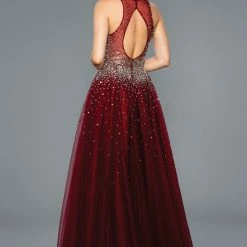 Stella Couture 19030 A Line Prom Dress Backless V Neck Ballgown Formal Gown