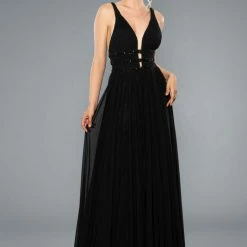 Stella Couture 18148 A Line Formal Dress Prom Evening Gown Embellished Waistline