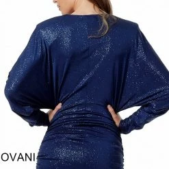 Discontinued Jovani 1696 Navy Sizes 00-24 Long Sleeve Dresses