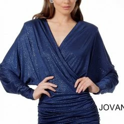 Discontinued Jovani 1696 Navy Sizes 00-24 Long Sleeve Dresses