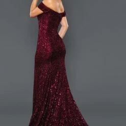 Stella Couture 22069 Long Fitted Shimmer Glitter Off The Shoulder Prom Dress Formal