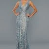 Backless Dresses Stella Couture 18127 Long Fitted Shimmer Lace V Neck Dress Fit & Flare Gown
