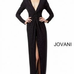 Discontinued Jovani 1708 Black/Blue, Black/Multi And Black/Pink Sizes 00-24 Long Sleeve Dresses
