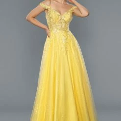 Stella Couture 21038 Long Lace A Line Formal Dress Bridal Prom Pageant Sheer Corset