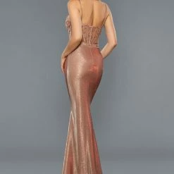 Stella Couture 20066 Lace Sheer Bodice Shimmer Prom Dress Formal Pageant Gown