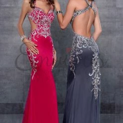 In Stock Envious Couture 17215 Size 6 Long Embellished Cut Out Prom Dress Backless