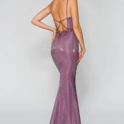 Stella Couture 20142 Long Fitted Backless Shimmer Prom Dress Formal Gown Backless Dresses