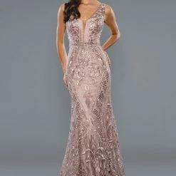 Stella Couture 20032 Long Fitted Shimmer Lace Formal Prom Pageant Dress Evening Gown