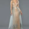 Stella Couture 19137 Long Shimmer Lace Prom Dress Overskirt Formal Gown