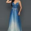 Ballgown Dresses Stella Couture 21026 Long A Line Shimmer Ombre Ballgown V Neck Dress Formal Gown