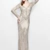 In Stock Long Sleeve Dresses Primavera Couture 1740 Long Sleeve Fully Sequined Prom Dress Size 4,18 Champagne